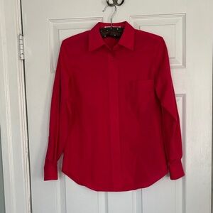 Women’s Classic Red Button-Up Shirt—Foxcroft size 4p